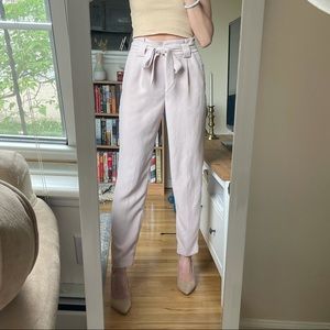 High waisted belted paper bag dress pants